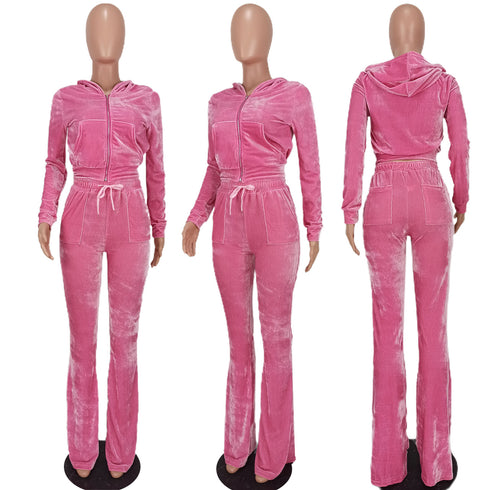 Two Piece Outfits for Women Velour Tracksuits Set