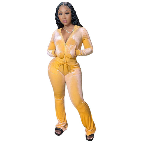Two Piece Outfits for Women Velour Tracksuits Set