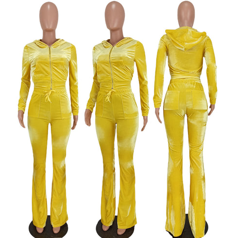 Two Piece Outfits for Women Velour Tracksuits Set