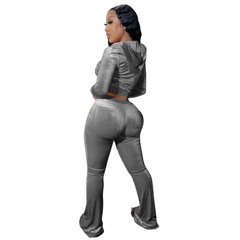 Two Piece Outfits for Women Velour Tracksuits Set