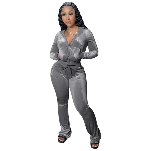 Two Piece Outfits for Women Velour Tracksuits Set