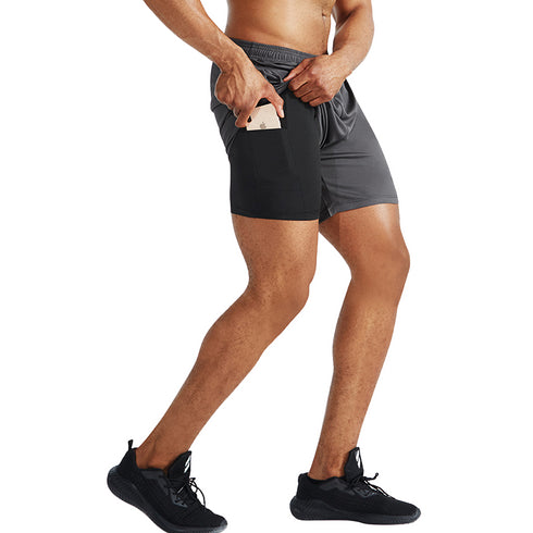 Men's 2 in 1 Lightweight Lined Workout Training Yoga Shorts
