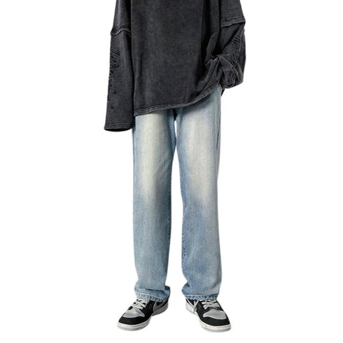 Men's Fashion Big Loose Relaxed Straight-Leg Jeans