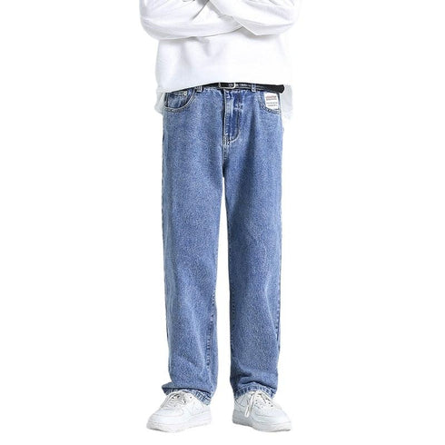 Men's Loose Fit Straight Wide Leg Denim Jeans