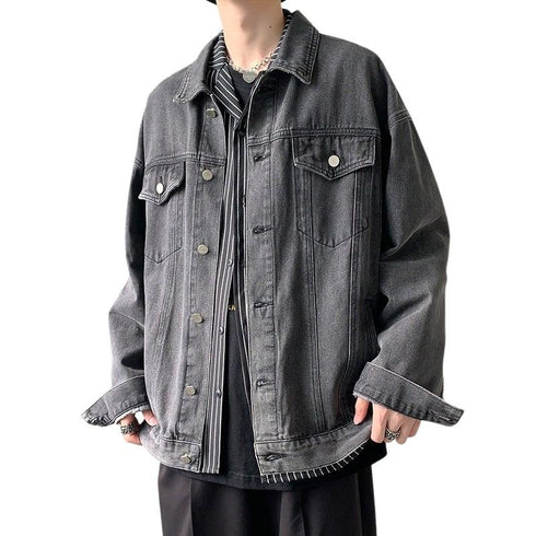 Mens Button Classic Denim Jean Jacket Coat