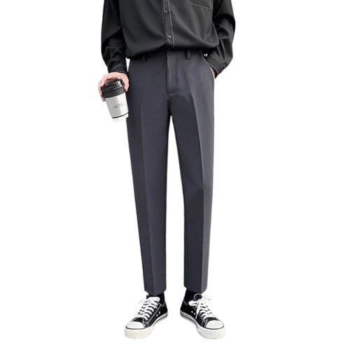 Men's Casual Straight Fit Pleat-Front Dress Pants