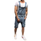 Men's Bib Overalls Shorts Jeans Sleeveless Ripped Denim Jumpsuit