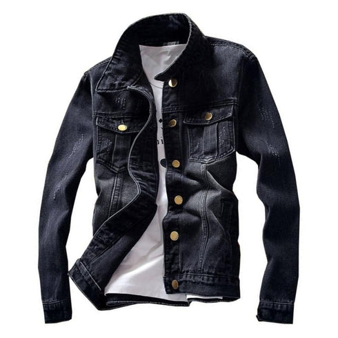 Men's Plus Size Slim Fit Casual Long Sleeve Button Denim Jackets