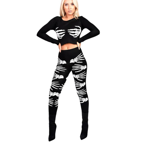 Halloween Party Women's Printed Two Piece Outfits