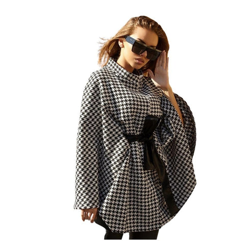 Newest Stylish Plaid Pattern Women's Pea Coats