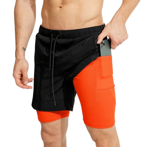 Men’s 2 in 1 Breathable Active Workout Shorts with Liner