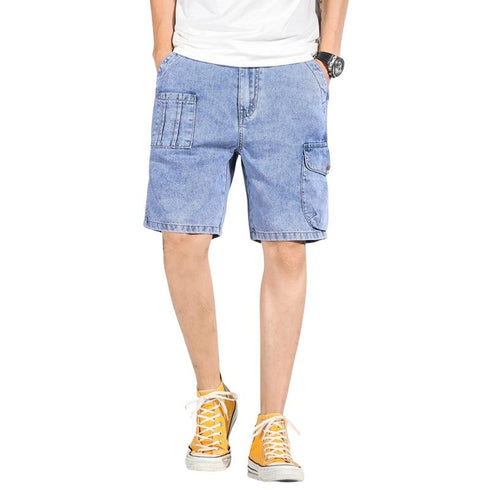 Loose Mid Waisted Plus Size Denim Shorts For Men