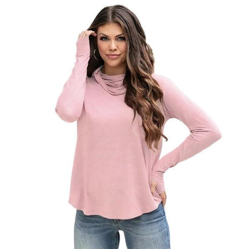 Women's Pullover Slim Long Sleeve Top Turtleneck Tunics