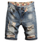 Fashion Mid Waisted Comfy Men's Ripped Jeans Shorts