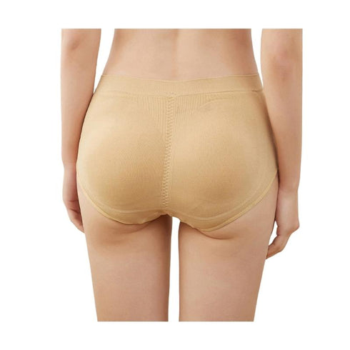 Women's Seamless Mid Waisted Panties Hip Pads Underwear