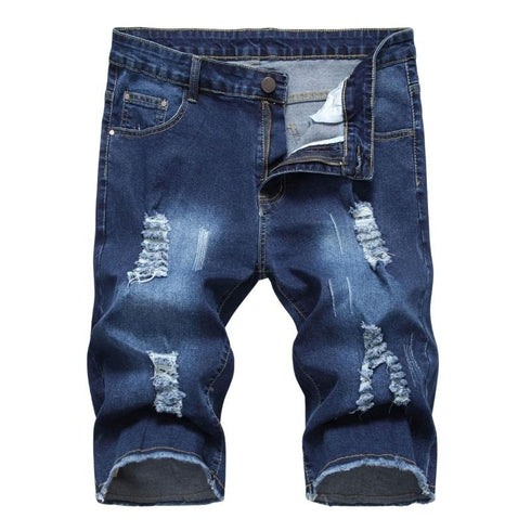 Fashionable Men's Ripped Jeans Shorts Mid Waist Men's Jean Shorts