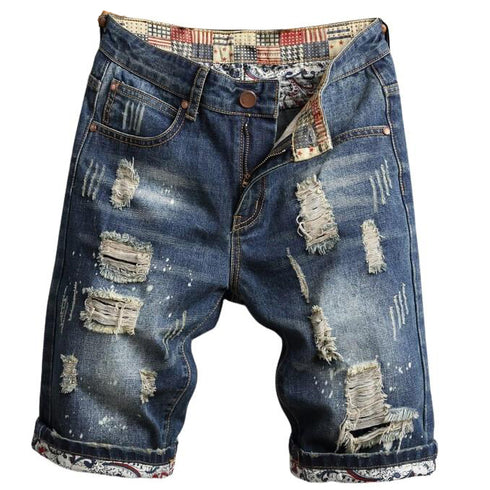 New Mid Waisted Men's Jean Shorts Men's Ripped Jeans Shorts