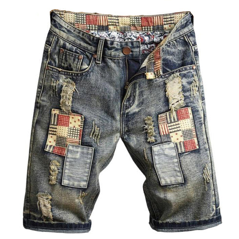 Men's Ripped Jeans Shorts Fashion Mid Waisted Men's Jean Shorts