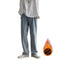 Casual Men's Straight Leg Fleece-Lined Denim Jeans