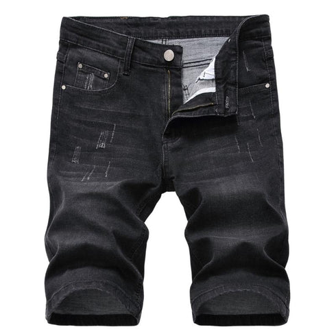 Men's Mid Rise Regular Denim Retro Ripped Stretchy Jeans Shorts
