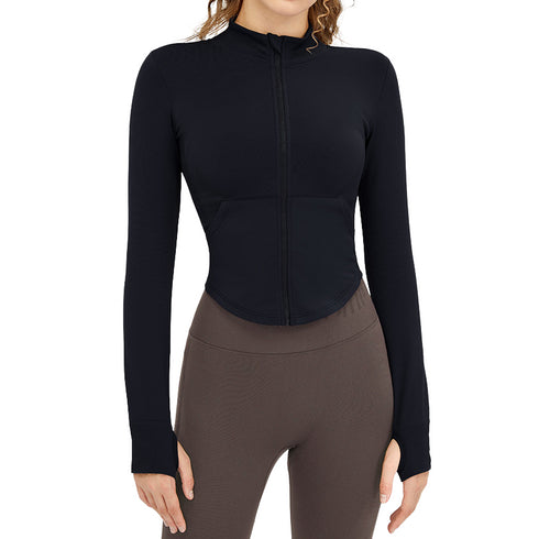 Women's Stand Collar Zipper Fitness Running Track Jacket