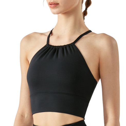 Women's Running Criss Cross Back Crop Tank with Bra Pads