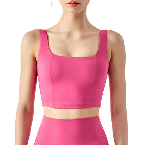 Women's Fitness Slim Running Crop Tank with Bra Pads