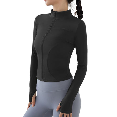 Women's Zipper Running Track Jacket Yoga High-necked Top