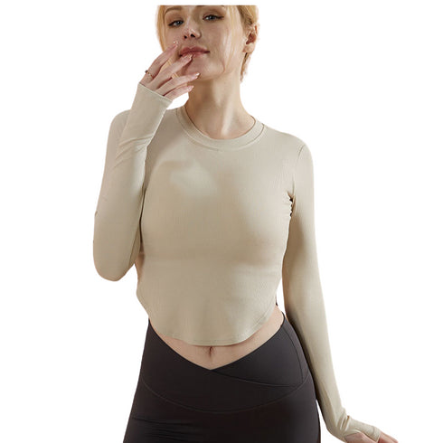 Women's Running Fit Slim Yoga Sweatshirts with Bra Pads