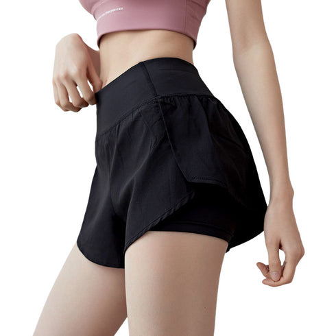 Women's Fake Two Piece Hi-Waist Butt Lifter Skinny Shorts