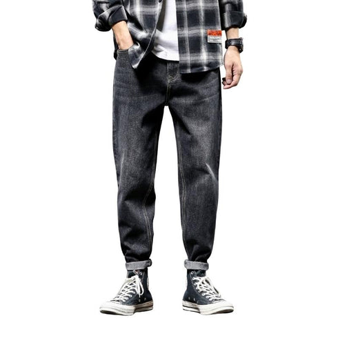 Plus Size Men's Casual Harem Straight Leg Fleece Jeans