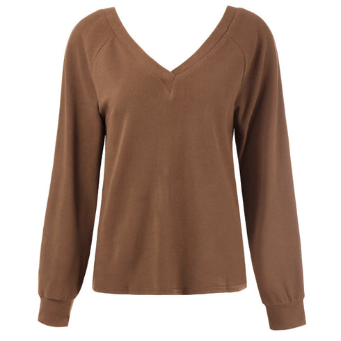 V Neck Top Sexy Backless Pullover T-shirt Women's Tops