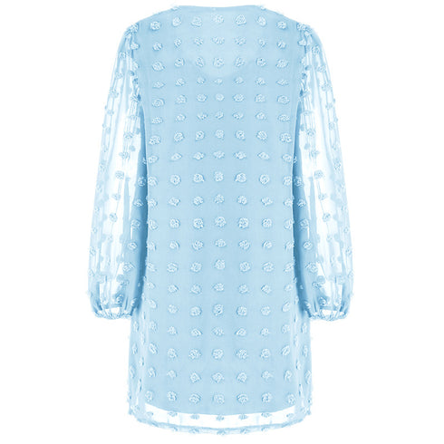 V Neck Women's Fit Dress Doll Dress Jacquard Dress