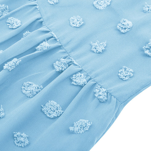 V Neck Women's Fit Dress Doll Dress Jacquard Dress