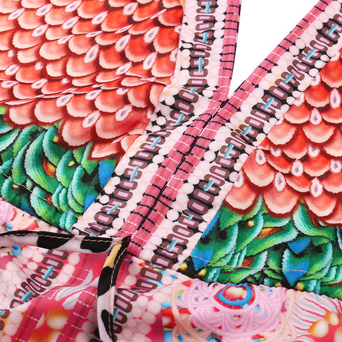 Vintage Print Women's Fashion Strap Long Dress