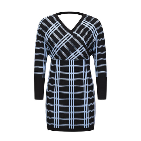 Vintage Women's Sexy Stripes knit Bodycon Dress