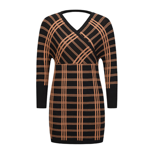 Vintage Women's Sexy Stripes knit Bodycon Dress
