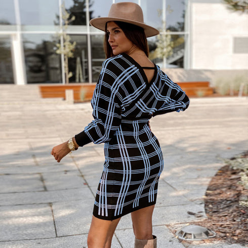 Vintage Women's Sexy Stripes knit Bodycon Dress