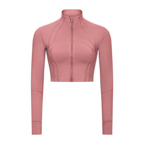 Warm Women's Athletic Crop Zipper Running Jacket