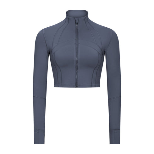 Warm Women's Athletic Crop Zipper Running Jacket