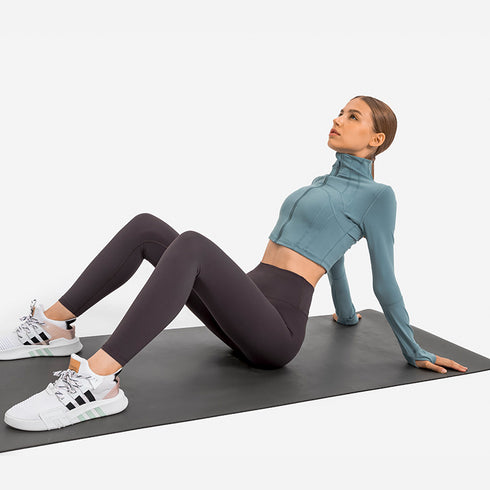 Warm Women's Athletic Crop Zipper Running Jacket