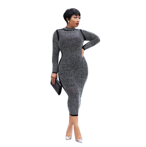 Western Stylish Plus Size Women's Long Sleeve Dress
