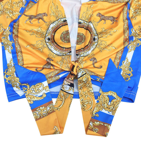 Western Stylish Printed V-neck Women's Two Piece Outfits