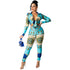 Western Stylish Printed V-neck Women's Two Piece Outfits