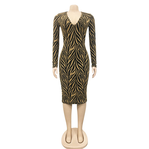 Western Stylish Women's Deep V-neck Cocktail Dresses