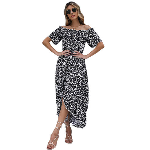 Western Stylish Women's Floral Print Off Shoulder Dresses