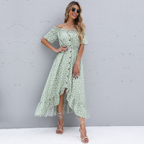 Western Stylish Women's Floral Print Off Shoulder Dresses