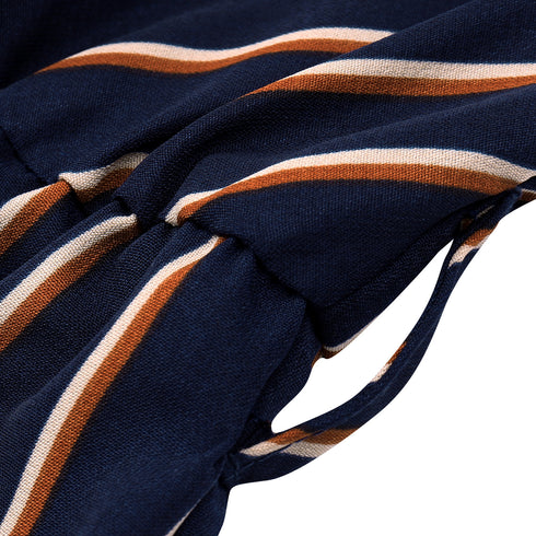 Western Stylish Women's Long Sleeve Stripes V Neck Dresses