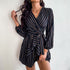 Western Stylish Women's Long Sleeve Stripes V Neck Dresses