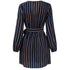 Western Stylish Women's Long Sleeve Stripes V Neck Dresses